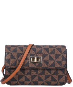 Fashion Plaid Checker Design Crossbody Bag - 007-8648 BROWN